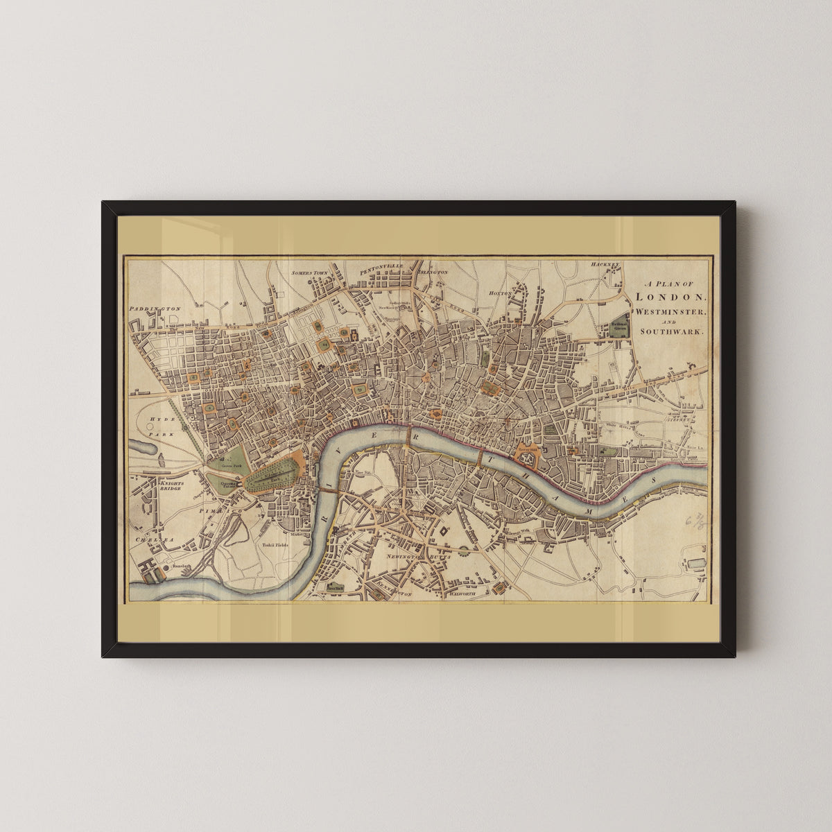 Richard Phillips — A Plan of London, Westminster and Southwark | Antique City Plan Print