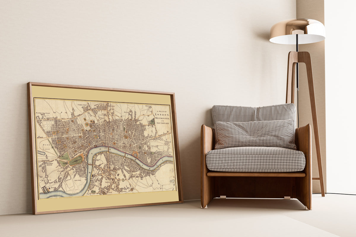 Richard Phillips — A Plan of London, Westminster and Southwark | Antique City Plan Print