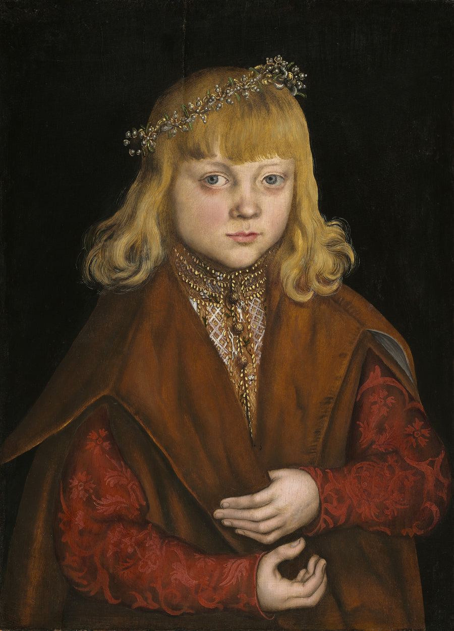 Lucas Cranach the Elder — A Prince of Saxony | Fine Art Print shown to scale on a wall above a sofa