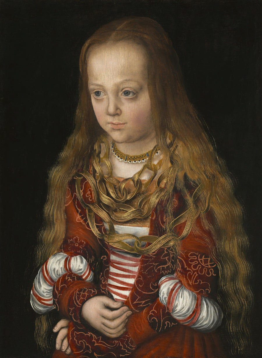 Lucas Cranach the Elder — A Princess of Saxony | Fine Art Print shown to scale on a wall above a sofa