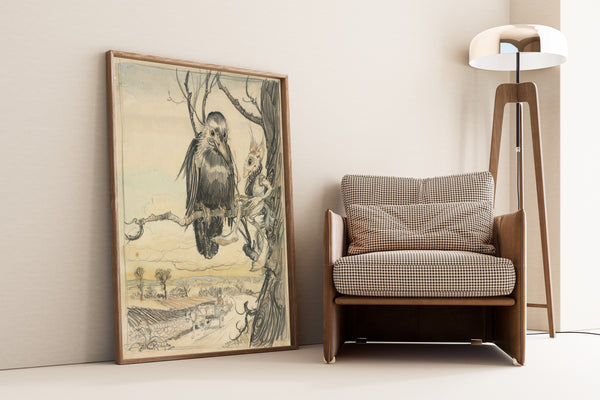 Arthur Rackham — A Squirrel and a Crow | Fairy Tale Illustration Print