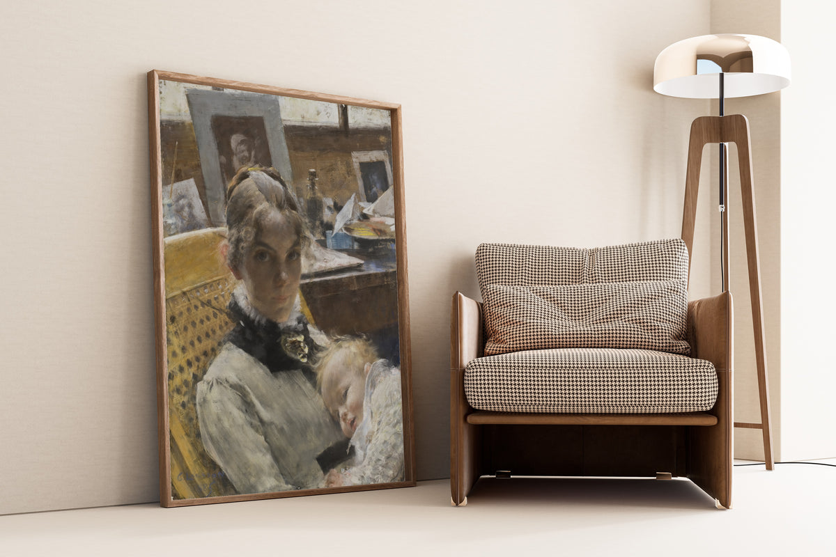 Carl Larsson — A Studio Idyll. The Artist's Wife and their Daughter | Fine Art Print