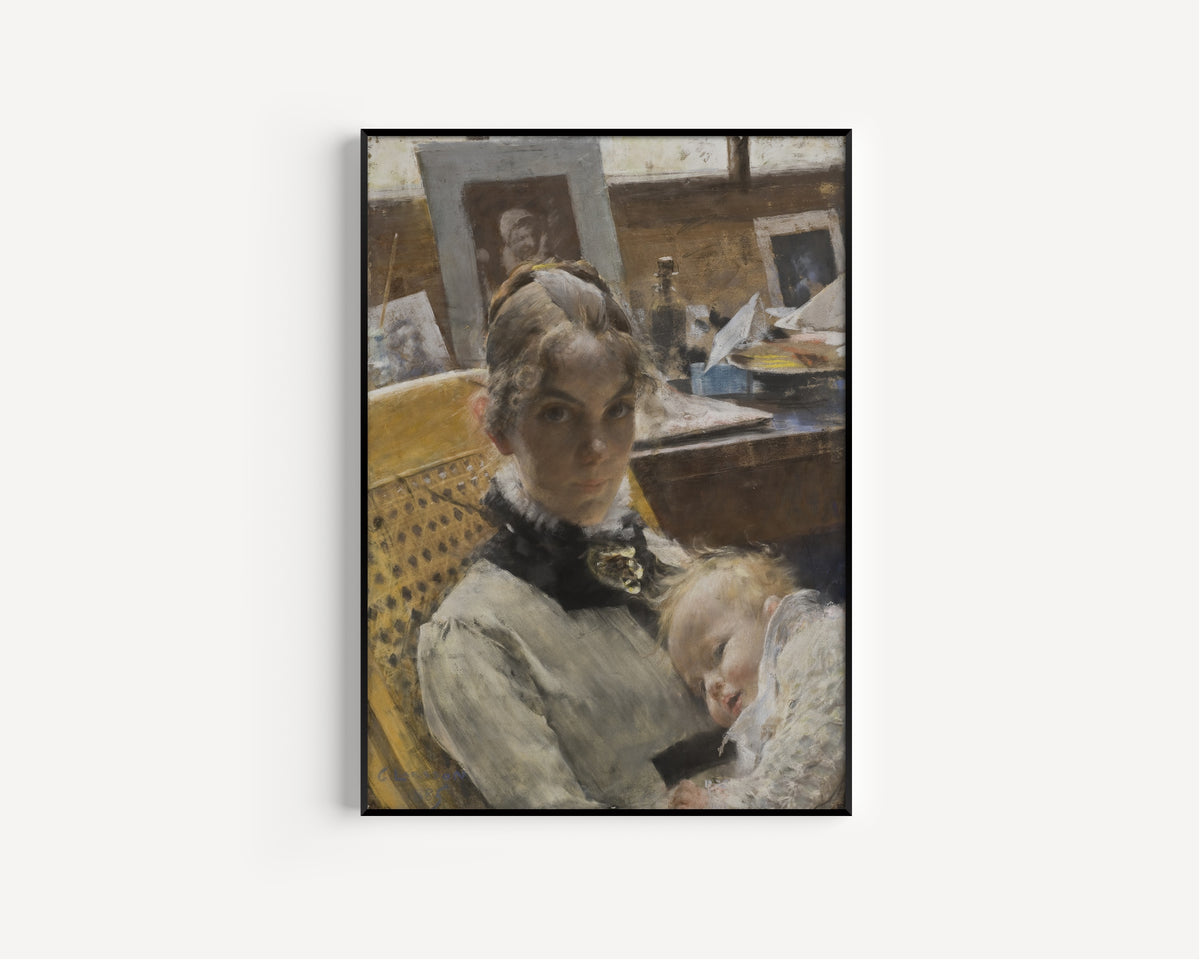 Carl Larsson — A Studio Idyll. The Artist's Wife and their Daughter | Fine Art Print