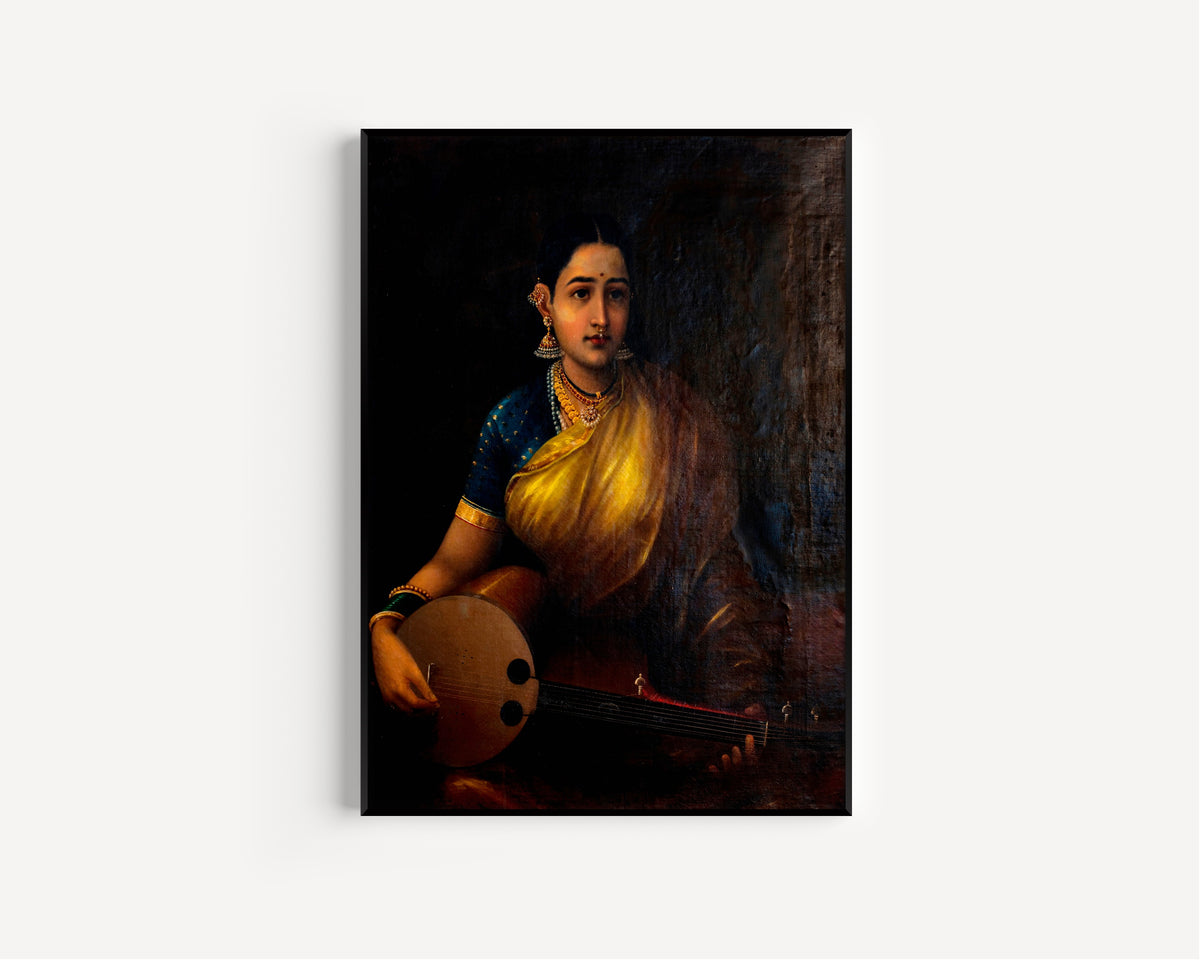 Raja Ravi Varma — A Tamil Lady Playing the Swarbat | Fine Art Print