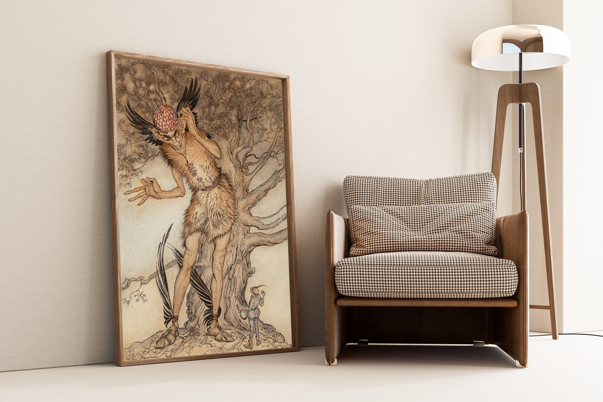 Arthur Rackham — A Terrible Fellow Half as Big as the Tree | Fairy Tale Illustration Print
