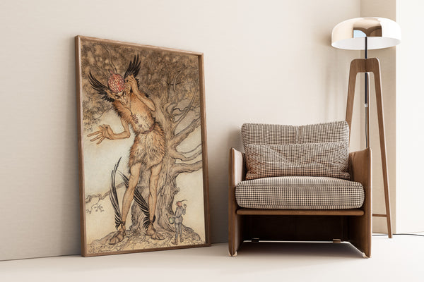 Arthur Rackham — A Terrible Fellow Half as Big as the Tree | Fairy Tale Illustration Print