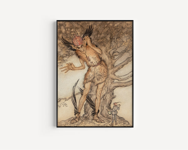 Arthur Rackham — A Terrible Fellow Half as Big as the Tree | Fairy Tale Illustration Print