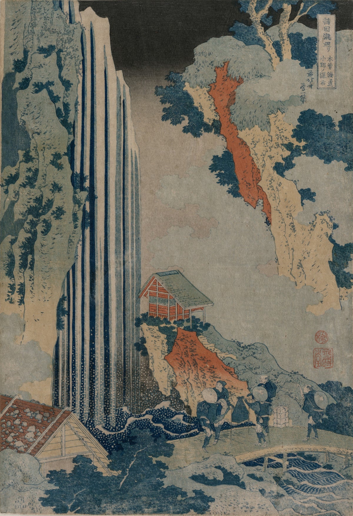 Katsushika Hokusai — A Tour of the Waterfalls of the Provinces: Ono Falls on the Kisokaidō | Japanese Woodblock Print (Ukiyo-e)