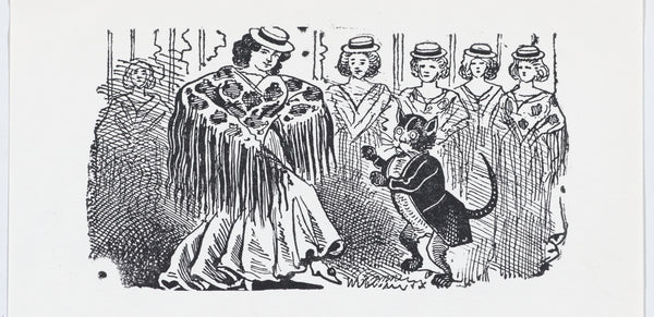 José Guadalupe Posada — A Woman Dancing with a Cat in a Suit | Relief Print