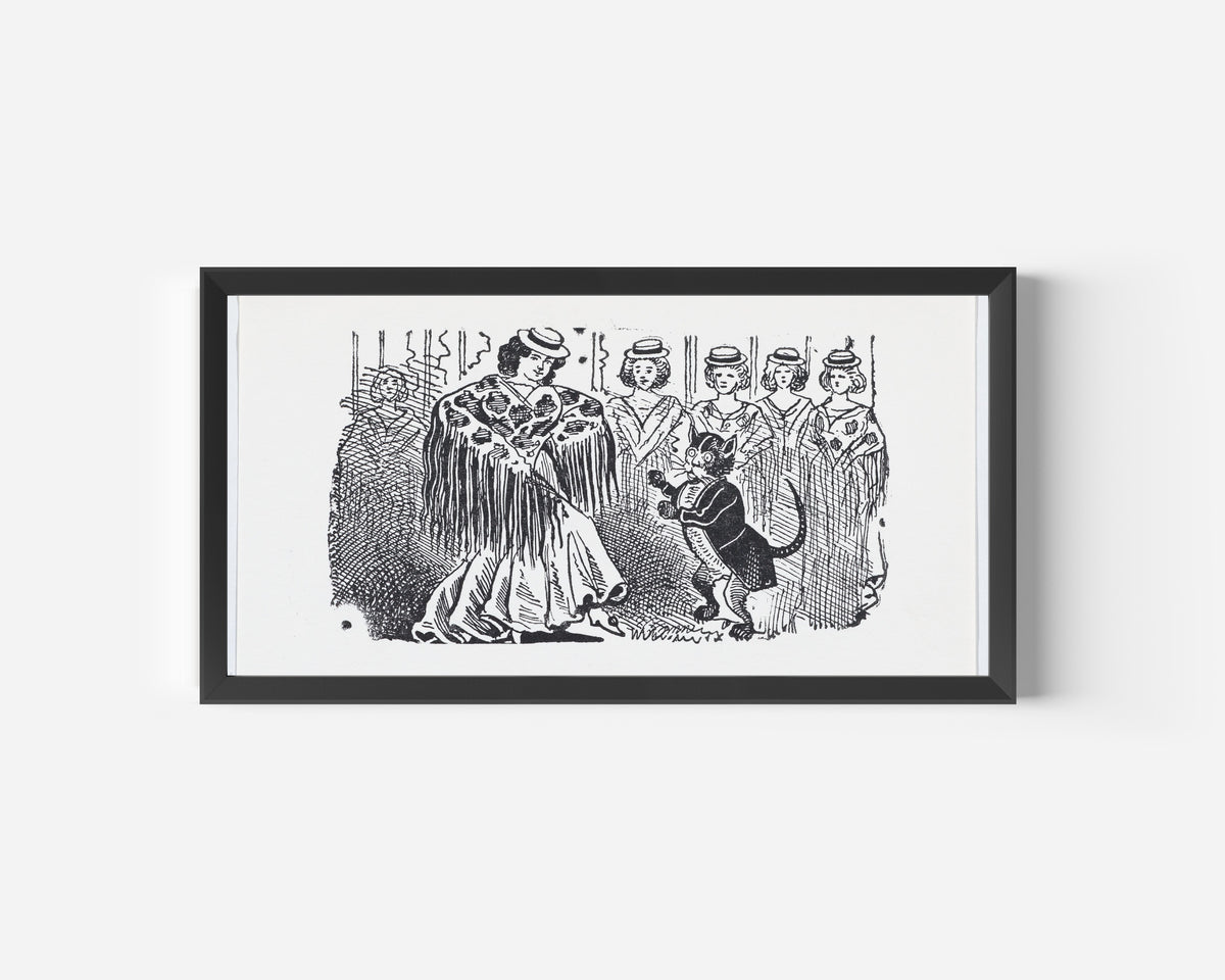 José Guadalupe Posada — A Woman Dancing with a Cat in a Suit | Relief Print