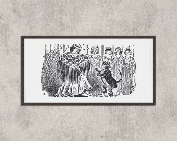 José Guadalupe Posada — A Woman Dancing with a Cat in a Suit | Relief Print
