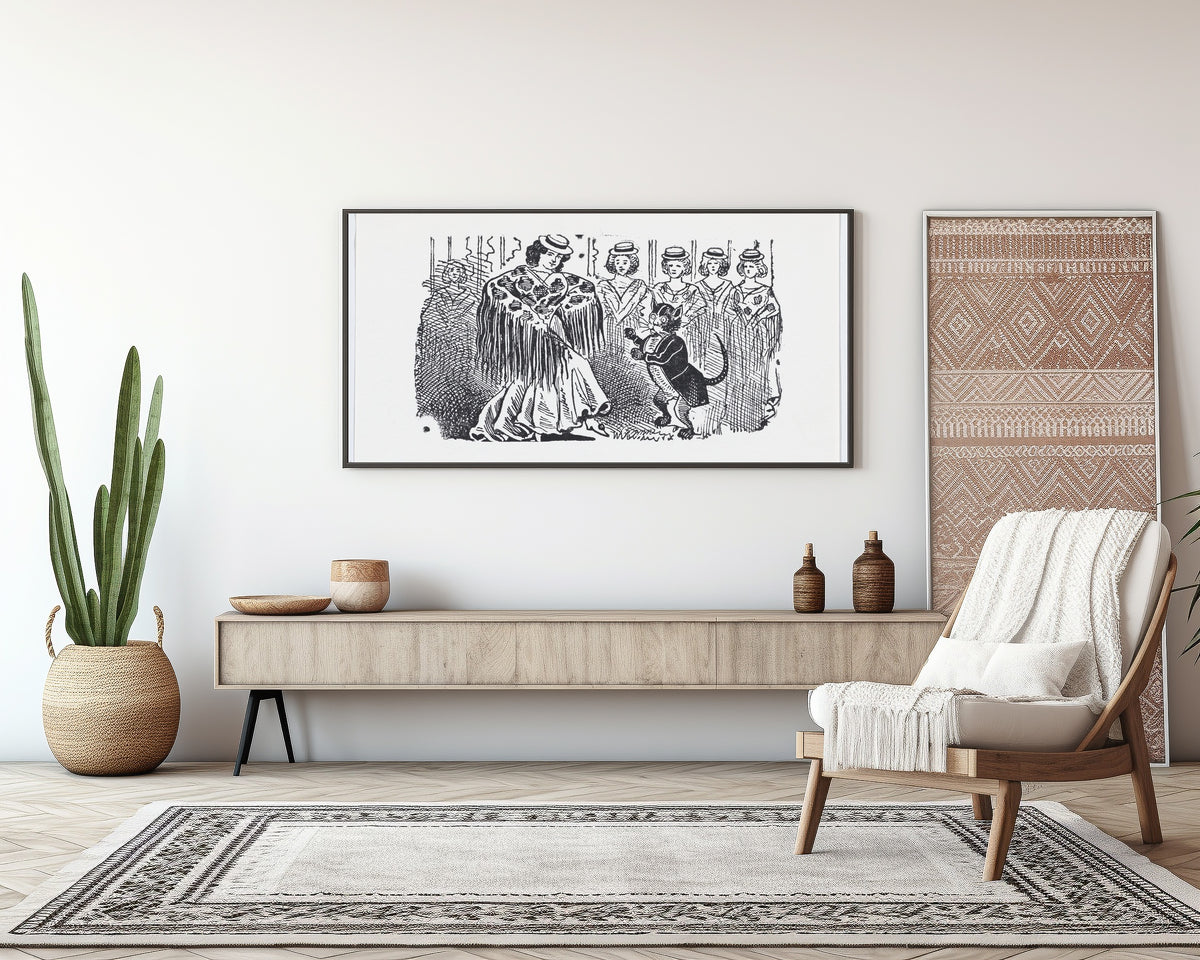 José Guadalupe Posada — A Woman Dancing with a Cat in a Suit | Relief Print