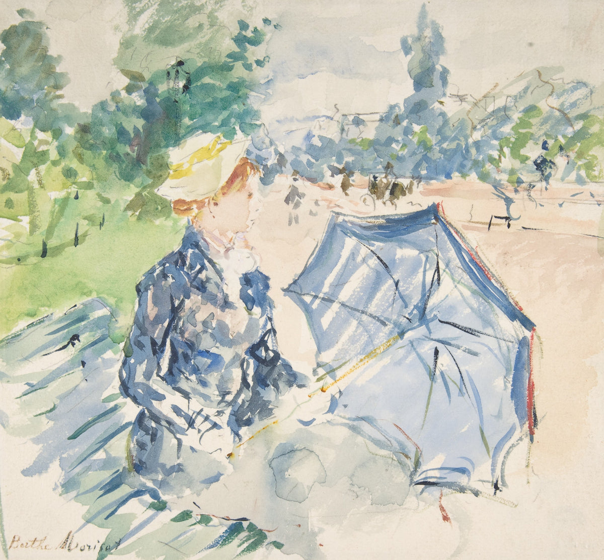 Berthe Morisot — A Woman Seated at a Bench on the Avenue du Bois | Fine Art Print