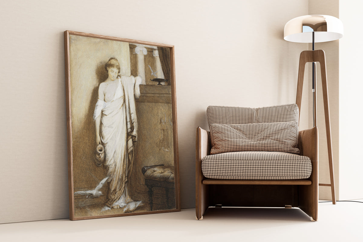 John William Waterhouse — A Young Roman Woman in a Classical Interior | Pre-Raphaelite Art Print