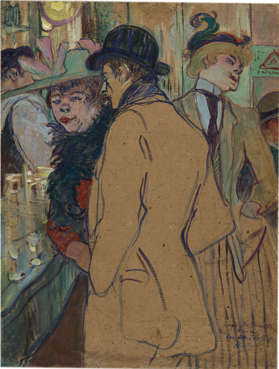 Henri de Toulouse-Lautrec — Alfred la Guigne | Fine Art Print shown to scale on a wall above a sofa
