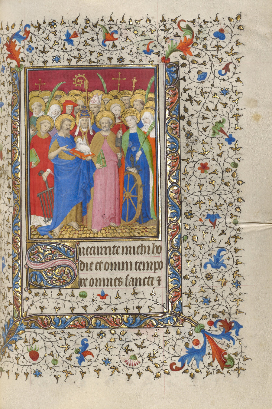 Boucicaut Master — All Saints | Illuminated Manuscript Print shown to scale on a wall above a sofa