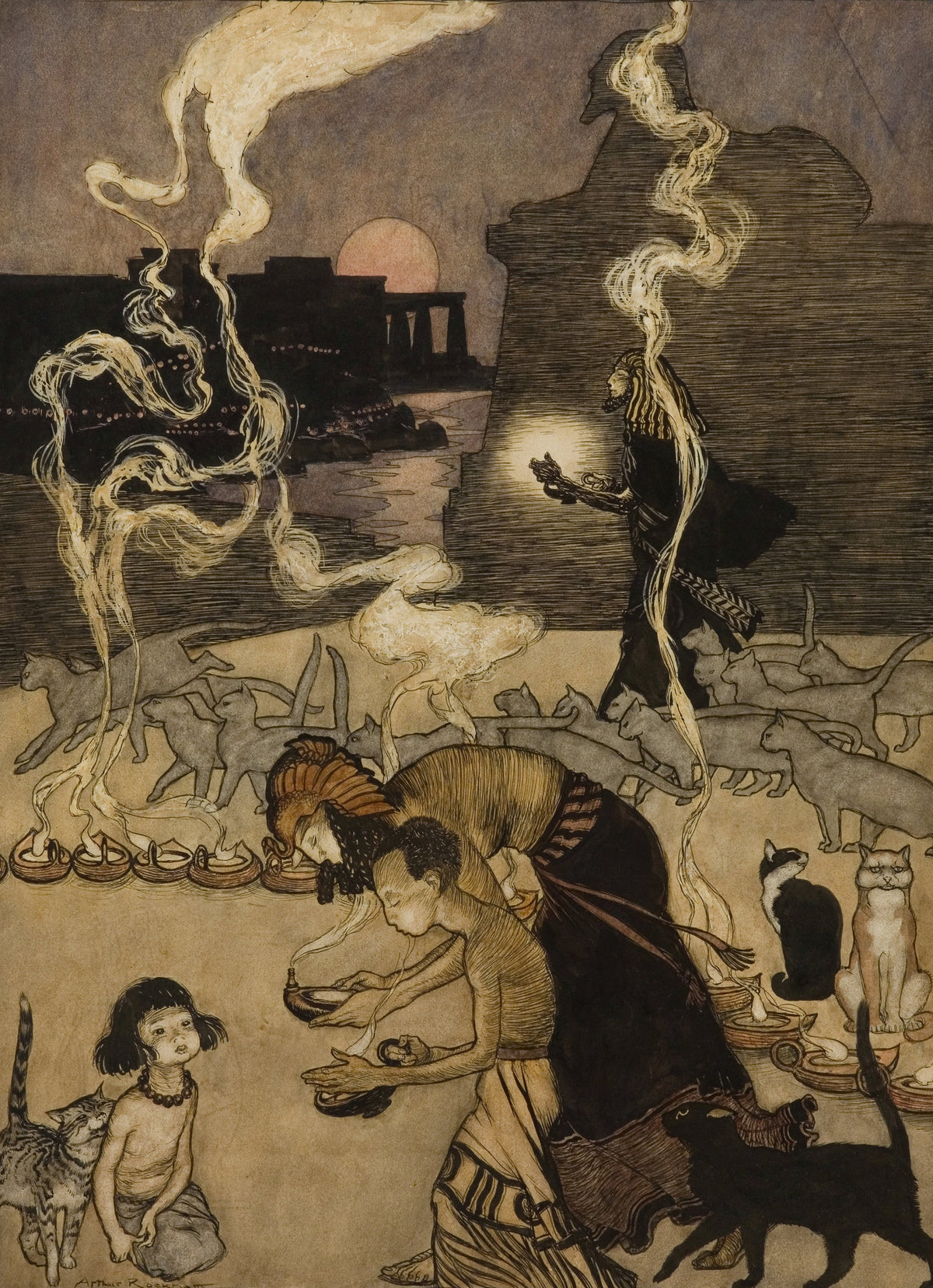 Arthur Rackham — All Through Egypt Every Man Burns a Lamp | Fairy Tale Illustration Print