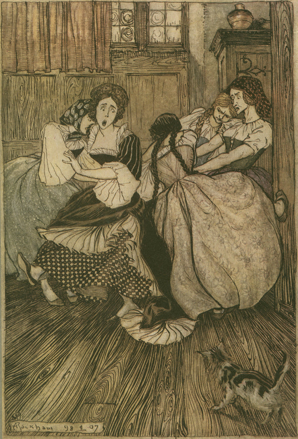 Arthur Rackham — And the Maids Cried ‘Good Gracious, How Very Tenacious!’ | Fairy Tale Illustration Print
