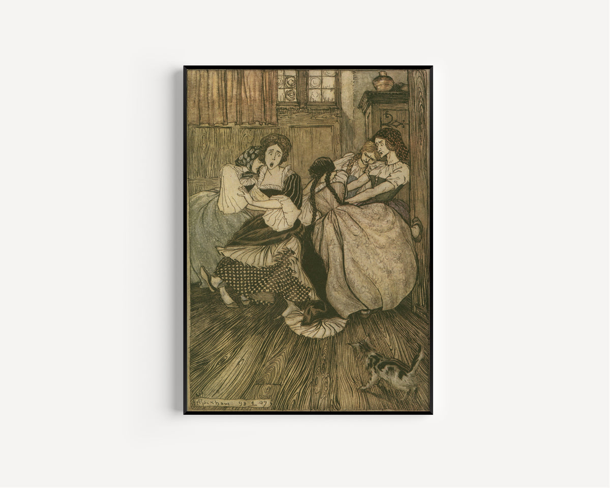 Arthur Rackham — And the Maids Cried ‘Good Gracious, How Very Tenacious!’ | Fairy Tale Illustration Print