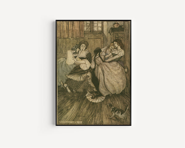 Arthur Rackham — And the Maids Cried ‘Good Gracious, How Very Tenacious!’ | Fairy Tale Illustration Print