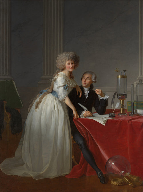 Antoine-Laurent Lavoisier (1743-1794) and Marie-Anne Lavoisier (Marie-Anne-Pierrette Paulze, 1758-1836) by Jacques-Louis David — A chemist writes at a