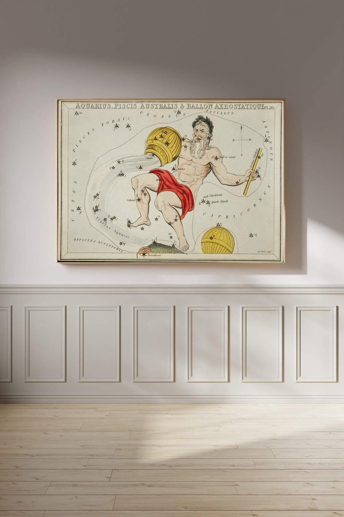 Sidney Hall — Aquarius, Piscis Australis & Ballon Aerostatique | Engraving Print