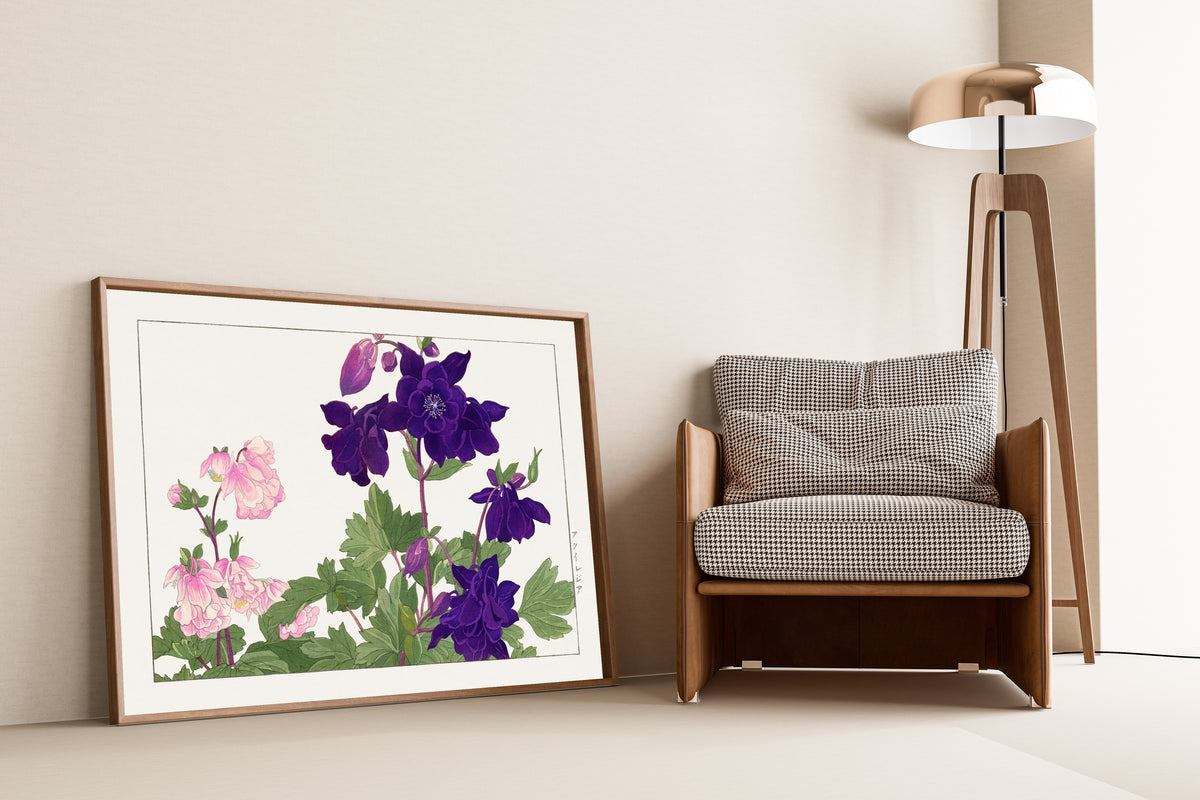 Tanigami Kōnan — Aquilegia flower | Japanese Botanical Woodblock Print