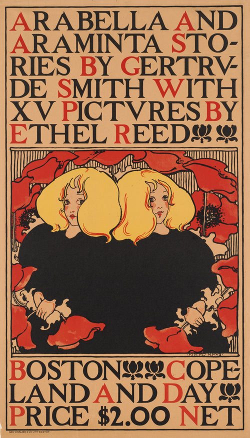 Arabella and Araminta Stories by Gertrude Smith, with XV Pictures by Ethel Reed by Ethel Reed — Two golden-haired girls peer from a ring of red poppies