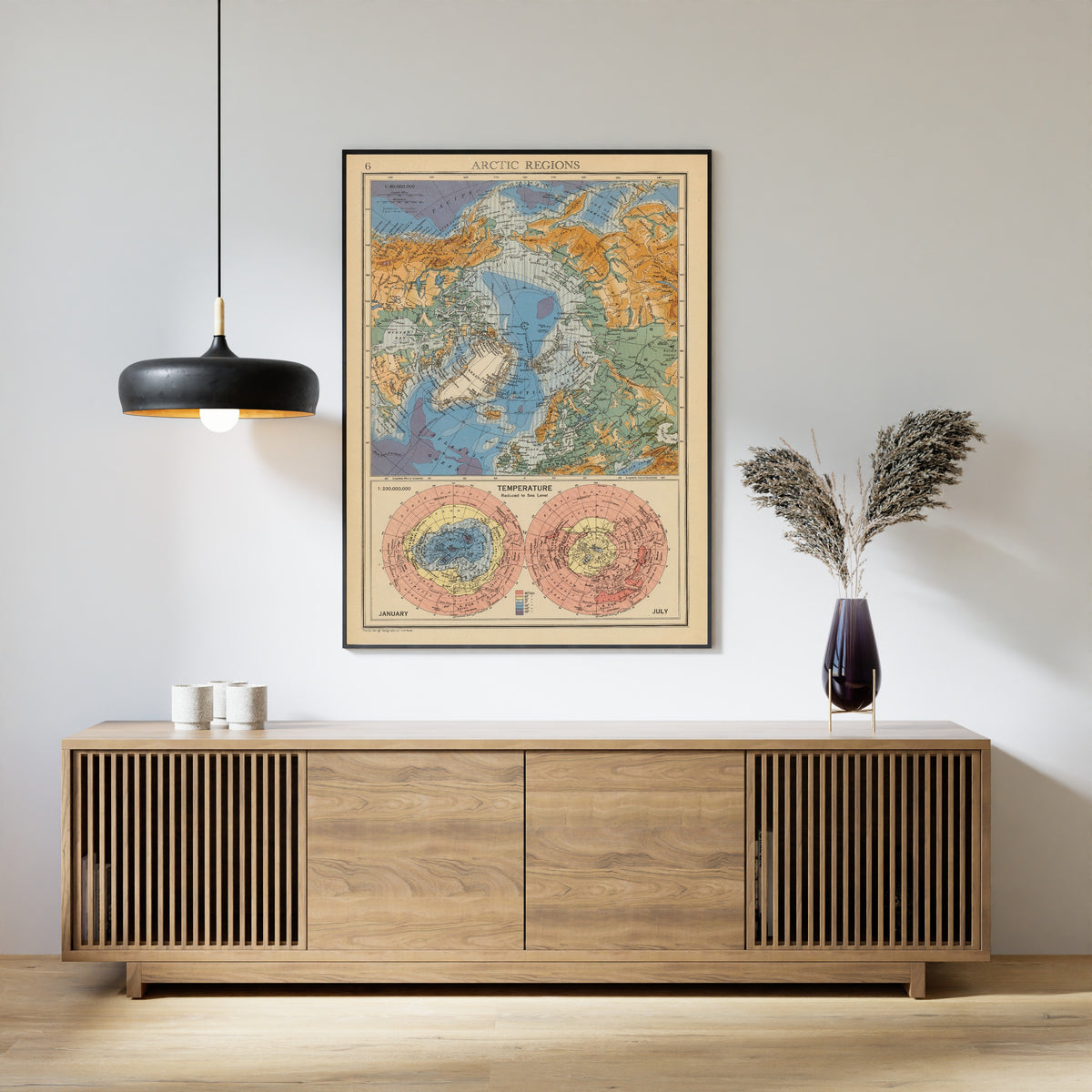 John Bartholomew & Son — Arctic Regions: Temperature, January and July | Vintage Atlas Map Print