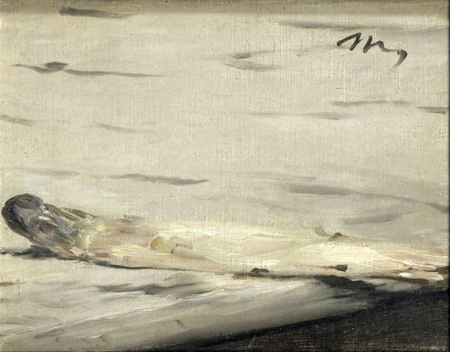Édouard Manet — Asparagus | Fine Art Print shown to scale on a wall above a sofa