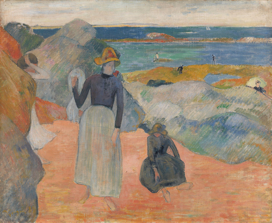 Paul Gauguin — At the Beach, Bretagne | Fine Art Print shown to scale on a wall above a sofa
