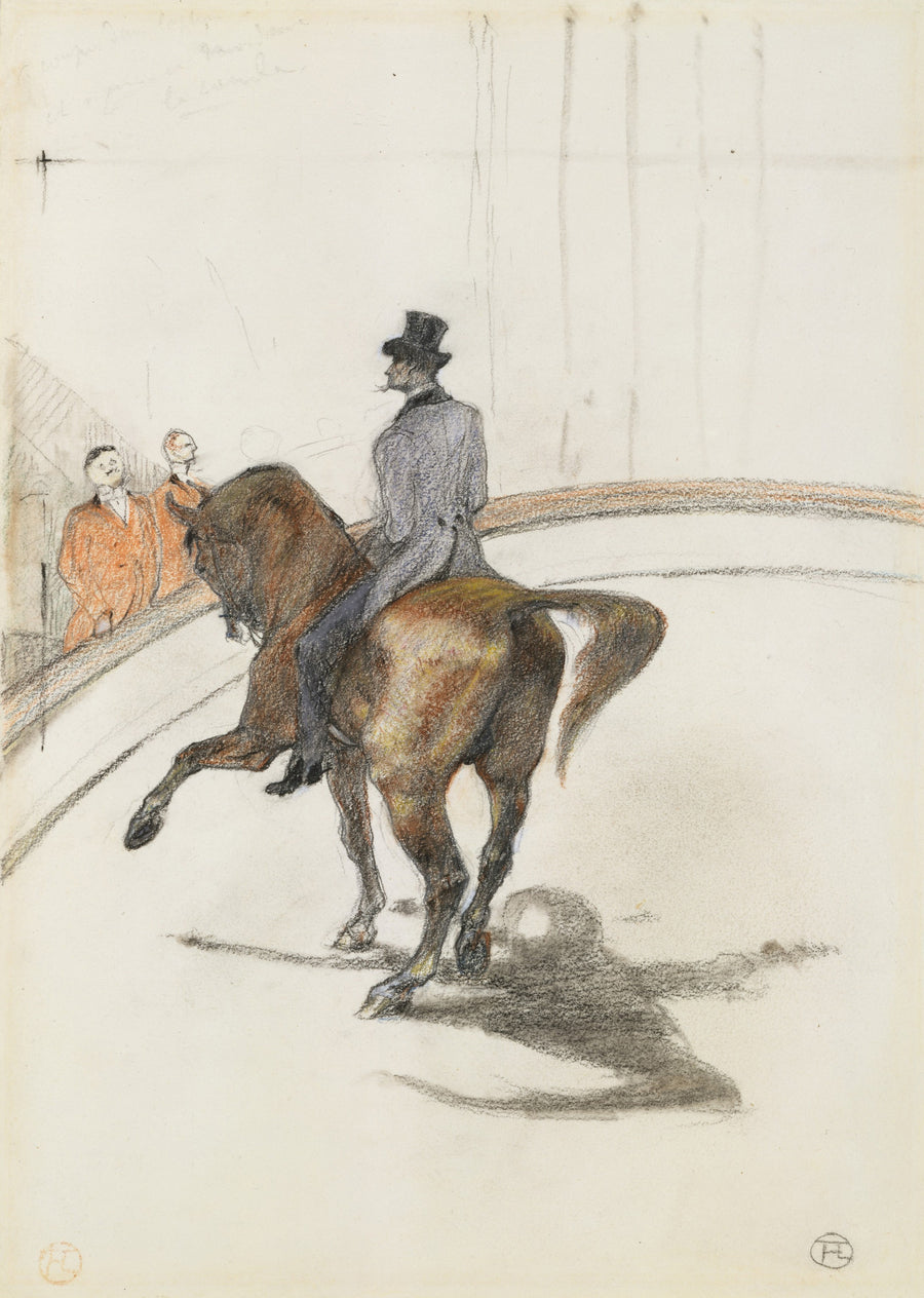 Henri de Toulouse-Lautrec — At the Circus: The Spanish Walk | Fine Art Print shown to scale on a wall above a sofa