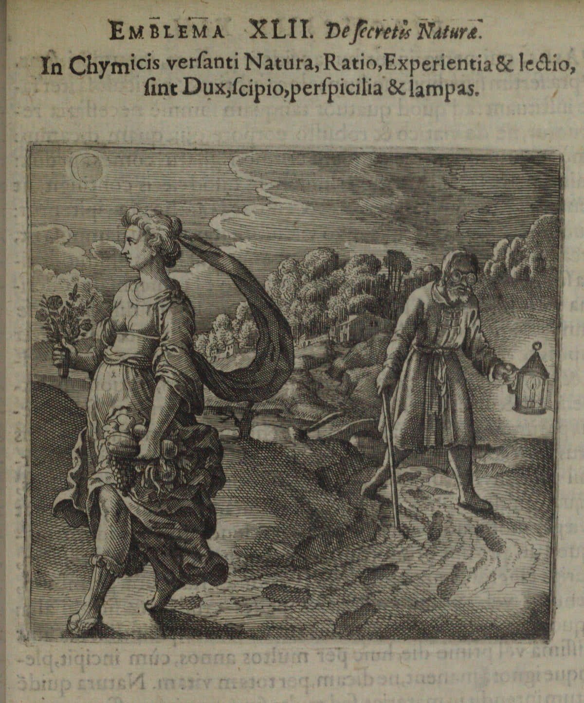 Michael Maier — Atalanta Fugiens, Emblem 42: Nature, Reason, Experience and Reading | Alchemical Engraving Print