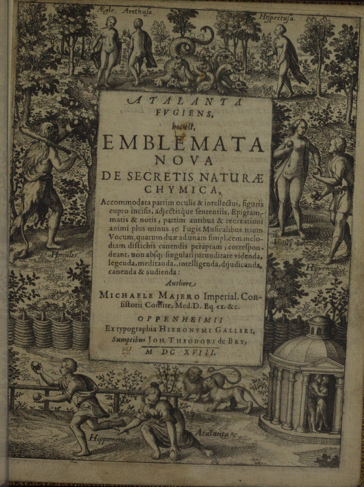 Michael Maier — Atalanta Fugiens, Title Page | Alchemical Engraving Print