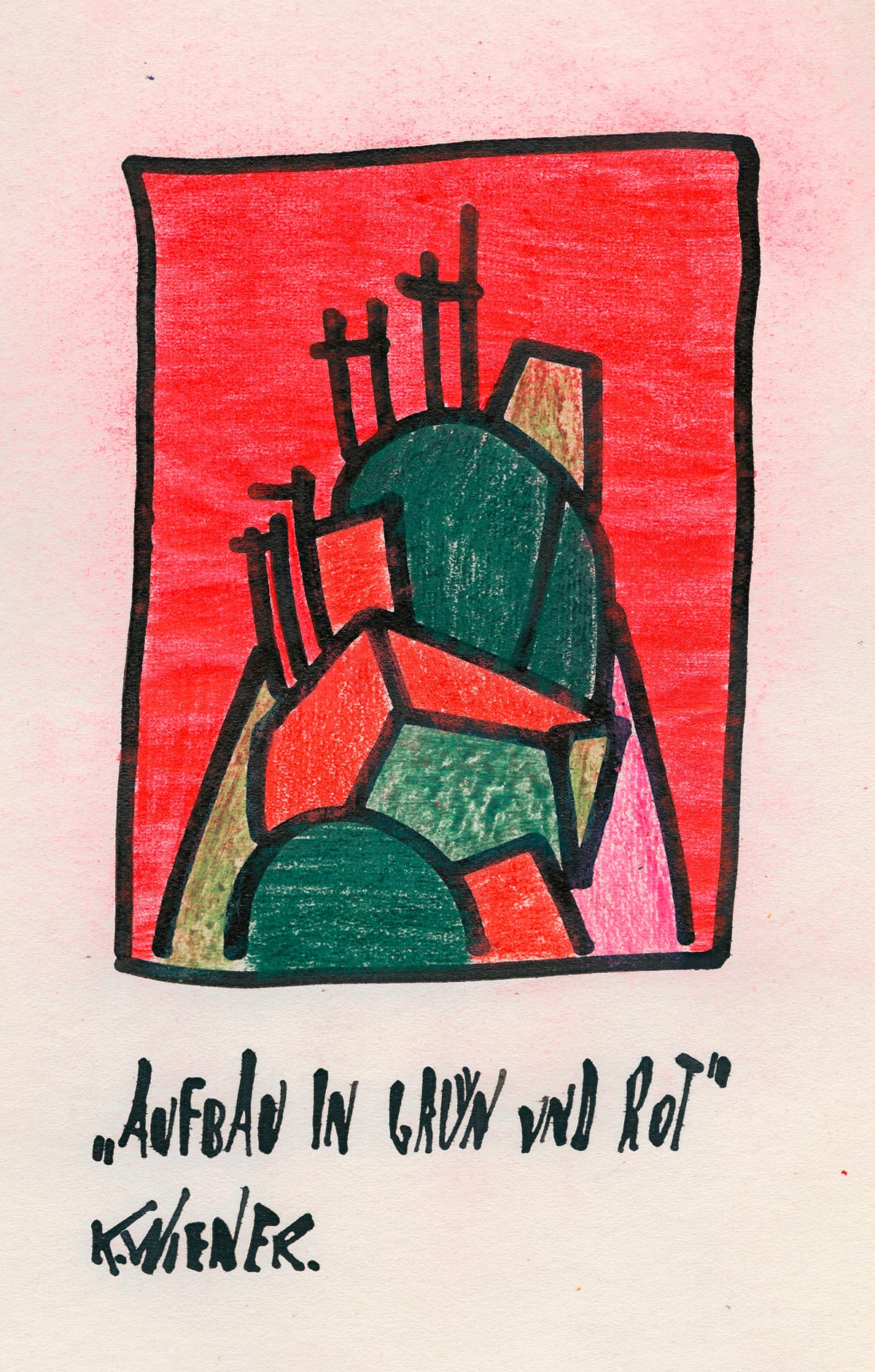Karl Wiener — Aufbau in Grün und Rot (Construction in Green and Red) | Modernist Art Print