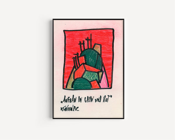 Karl Wiener — Aufbau in Grün und Rot (Construction in Green and Red) | Modernist Art Print