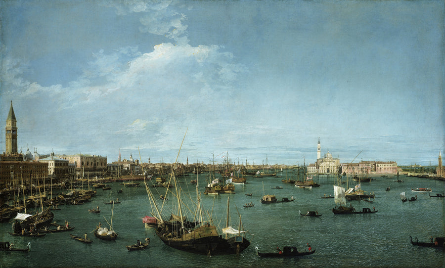 Canaletto — Bacino di San Marco, Venice | Fine Art Print shown to scale on a wall above a sofa