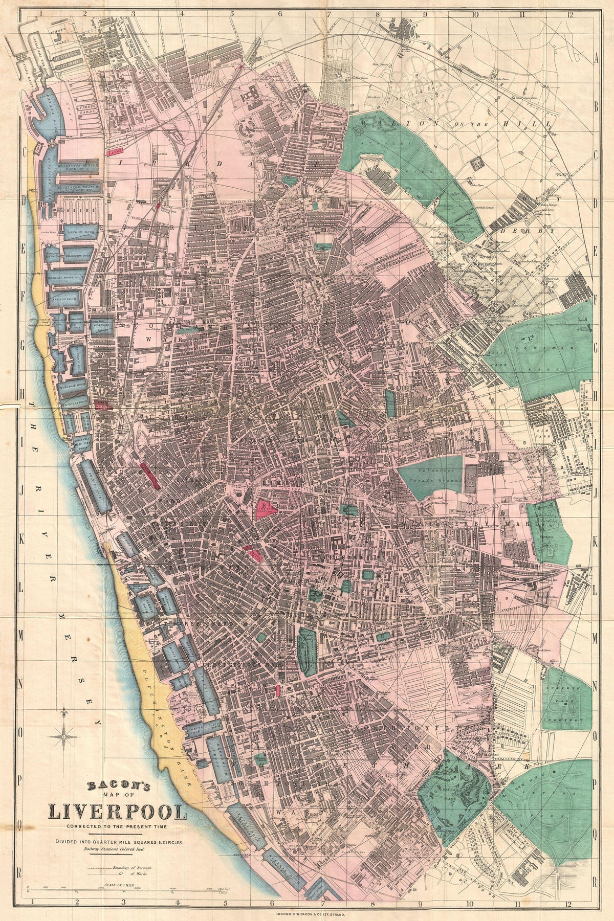 George Washington Bacon — Bacon's Map of Liverpool | Antique City Plan Print