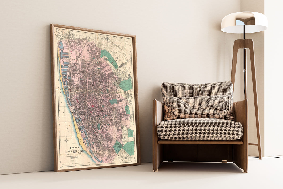 George Washington Bacon — Bacon's Map of Liverpool | Antique City Plan Print