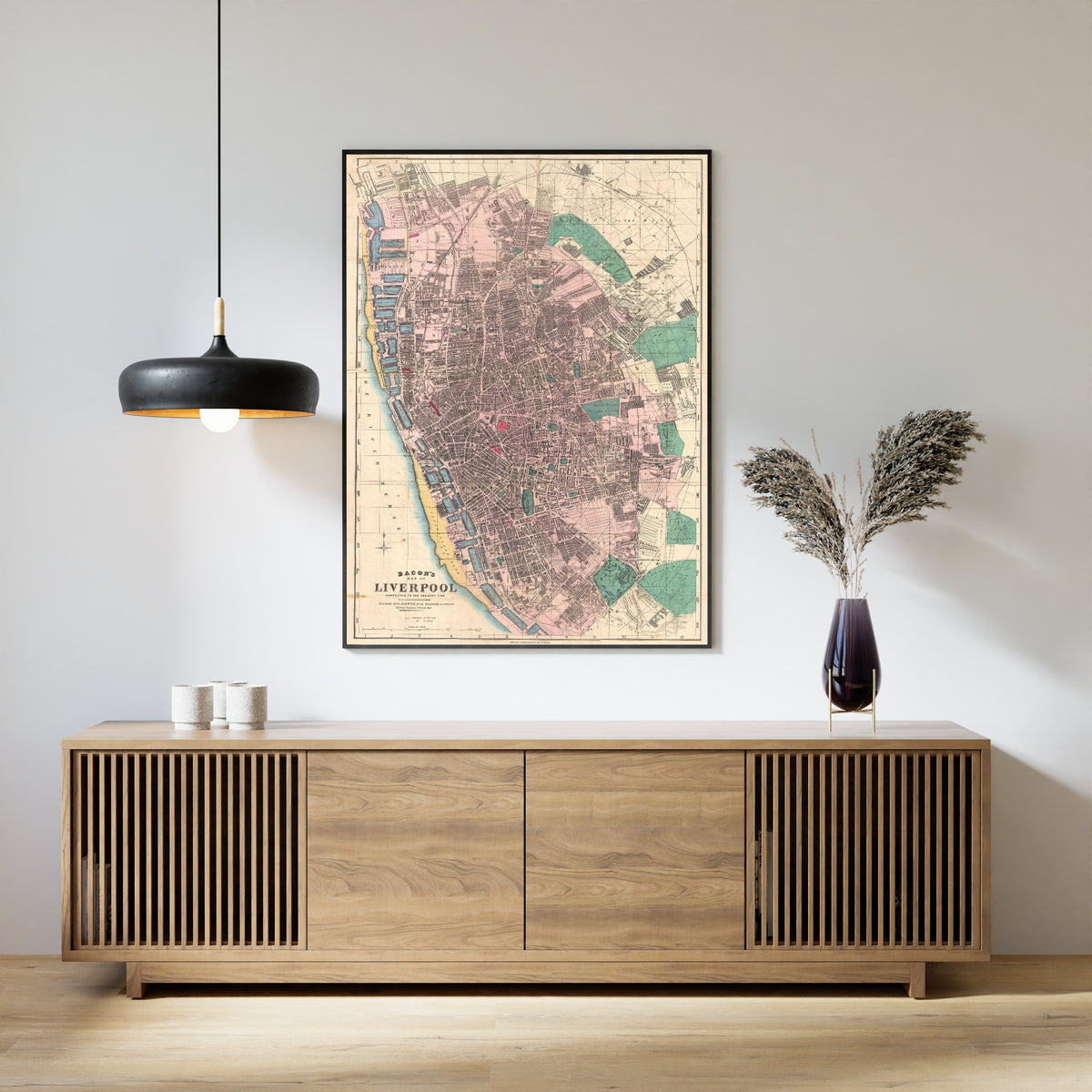George Washington Bacon — Bacon's Map of Liverpool | Antique City Plan Print