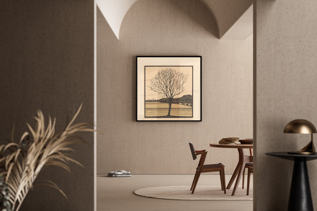 Julie de Graag — Bare Tree in Field | Woodcut Print