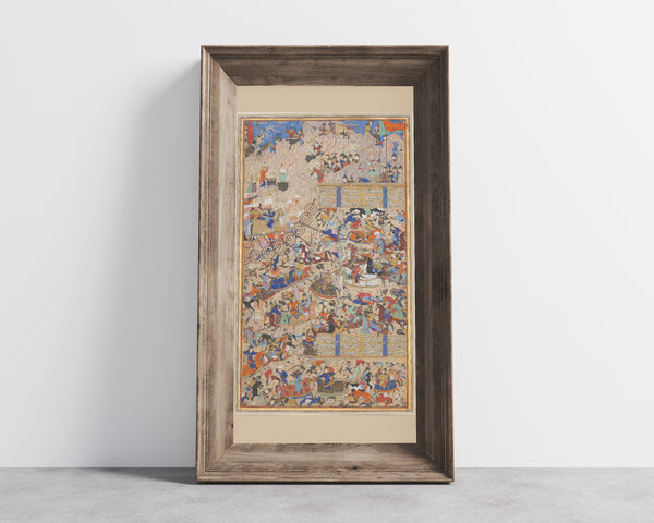 Muhammad al-Qivam al-Shirazi — Battle Between Iranians and Turanians | Persian Miniature Art Print