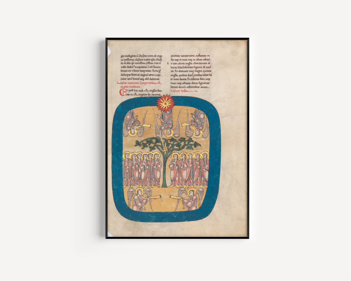 Beatus: Angels Restrain the Four Winds; the Angel Ascends from the Rising Sun | Illuminated Manuscript Print