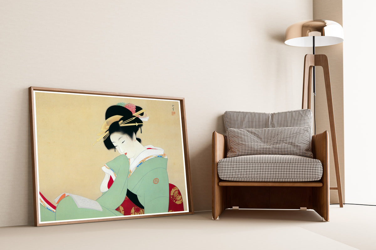 Uemura Shōen — Beautiful Woman Reading a Book | Fine Art Print