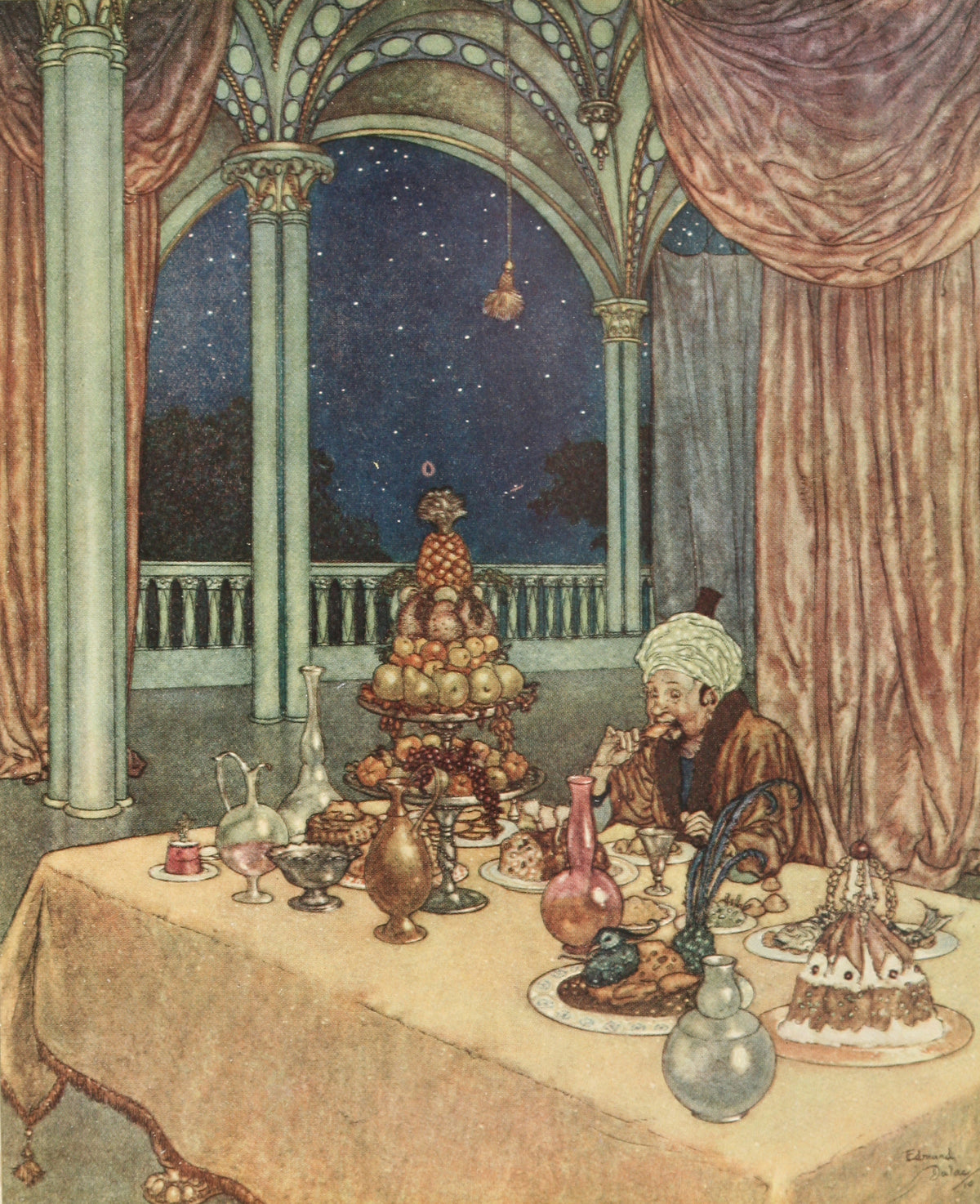 Edmund Dulac — Beauty and the Beast: He Had Been Fasting | Fairy Tale Illustration Print