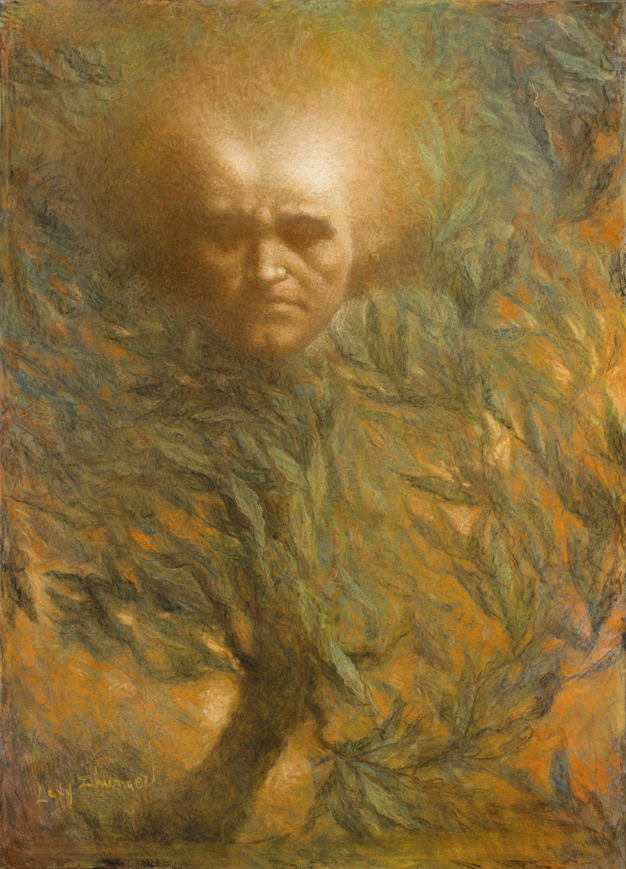 Lucien Lévy-Dhurmer — Beethoven Mask | Art Print shown to scale on a wall above a sofa