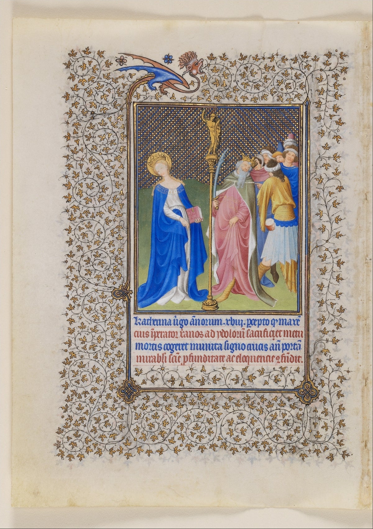 Limbourg Brothers — Belles Heures: Saint Catherine and the Emperor Maxentius | Illuminated Manuscript Print