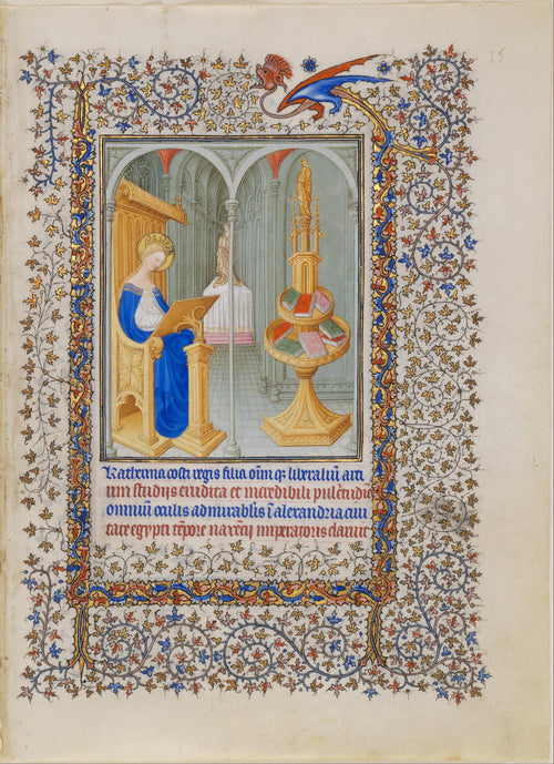 Limbourg Brothers — Belles Heures: Saint Catherine in Her Study | Illuminated Manuscript Print