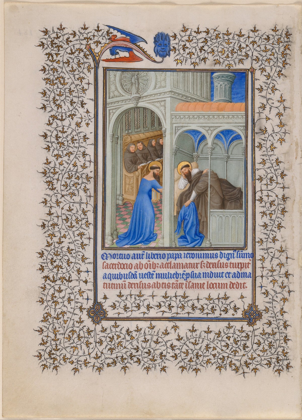 Limbourg Brothers — Belles Heures: Saint Jerome Tricked into Wearing a Woman's Dress | Illuminated Manuscript Print
