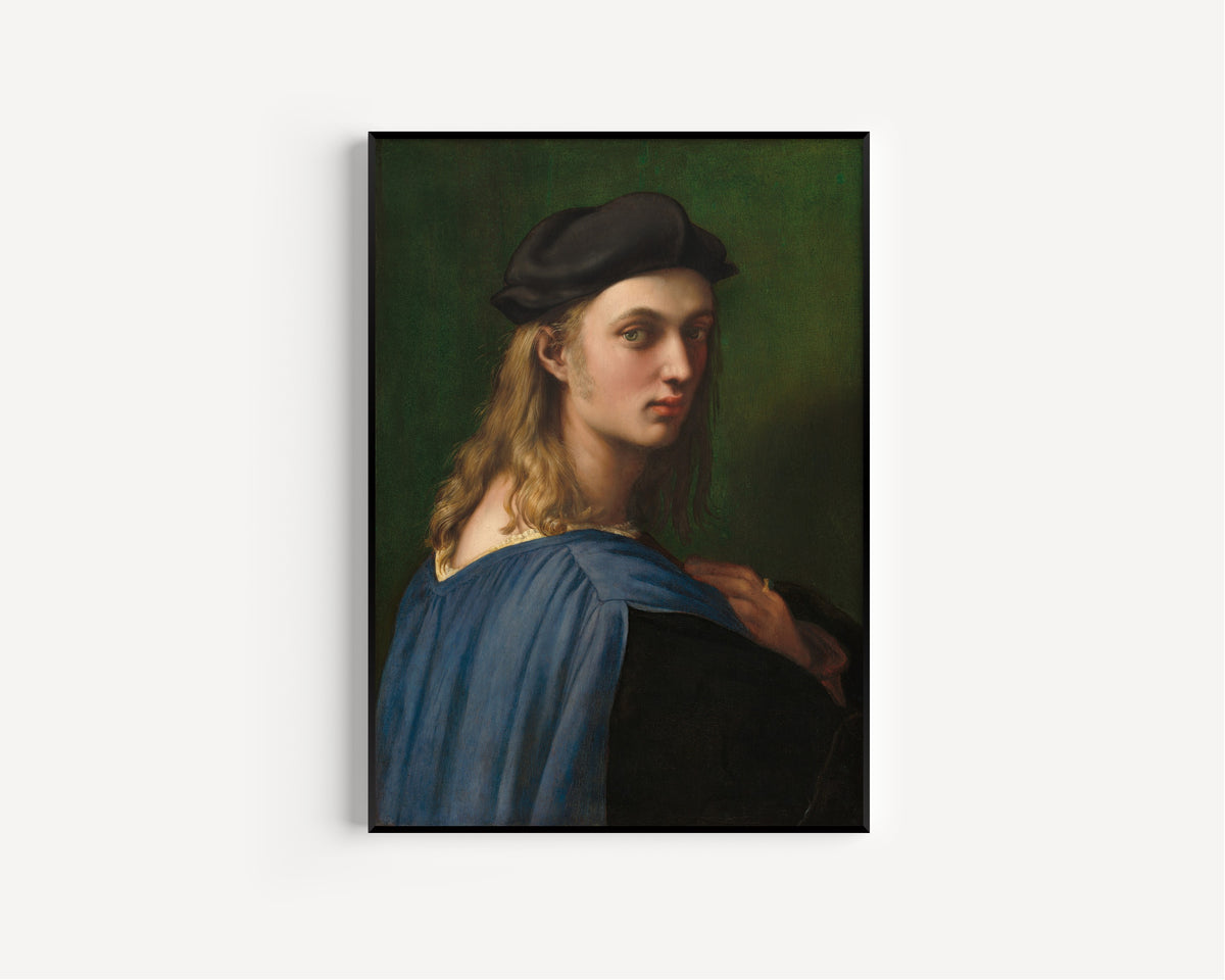 Bindo Altoviti by Raphael — in a slim black frame on a plain white wall
